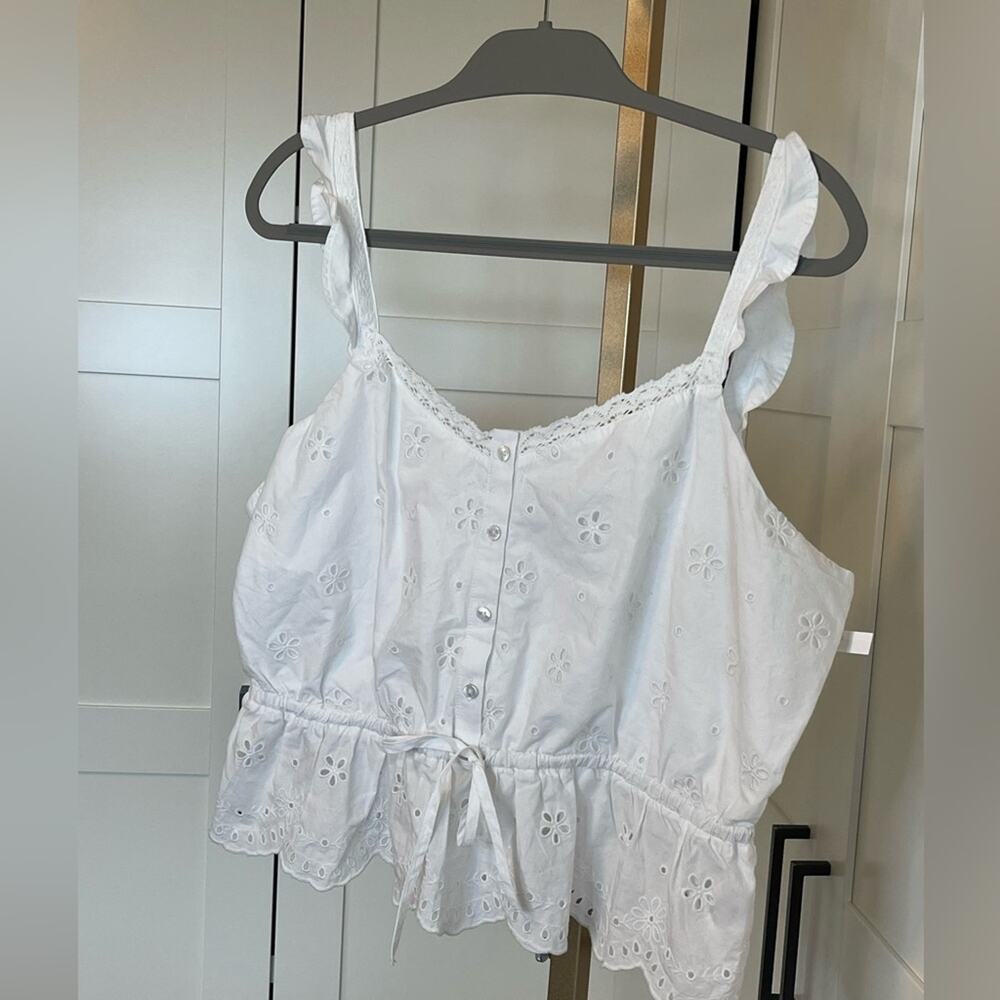 NWOT: Paige Marsa Eyelet Embroidered Sleeveless Top 100% Cotton White Size 12 - Picture 4 of 6